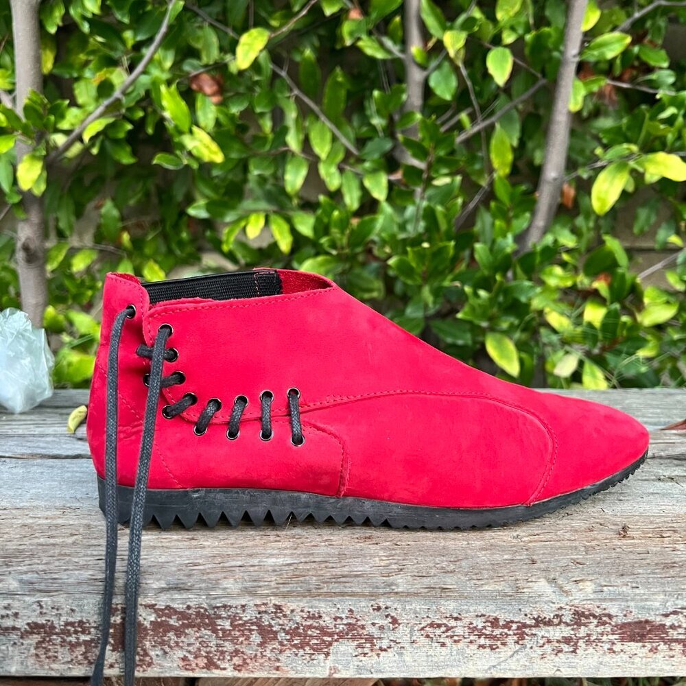 Arche Red Suede Leather Ankle Booties Size 8 - Picture 2 of 6